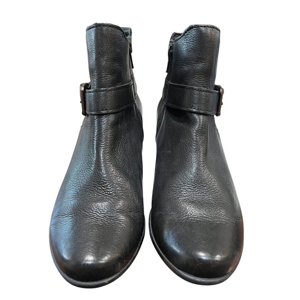 Mephisto Air-Jet Women's Black Leather Wedge Ankle Boots  Size 6  Office Casual - Picture 2 of 8